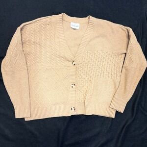 Olive Oak Cardigan Sweater‎ Womens M Beige Knit Button Up Long Sleeve